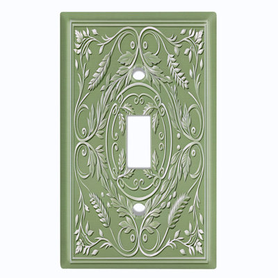 Metal Light Switch Plate Cover; US Standard Size 1 Gang Toggle - Printed Image of Botanical Vine Design