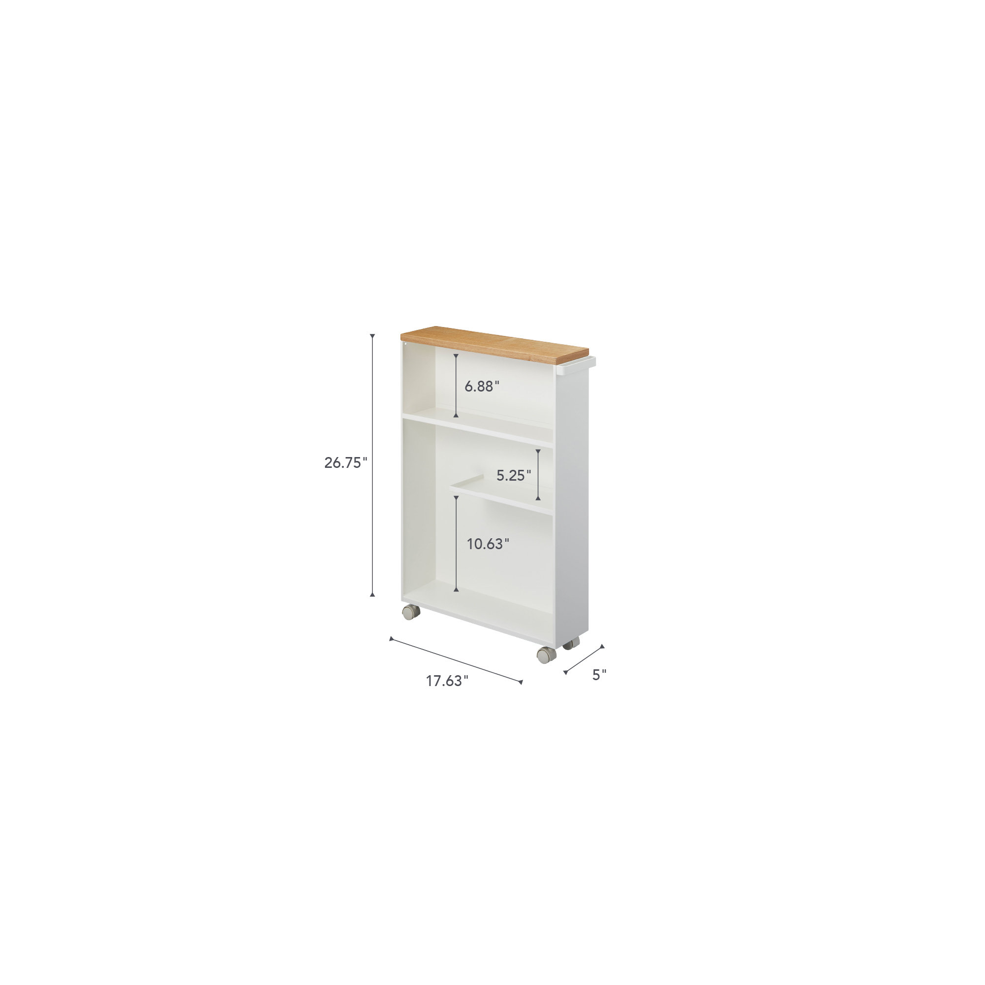 Yamazaki Home Tower Rolling Slim Bathroom Utility Cart With Handle, 27" - Steel, White