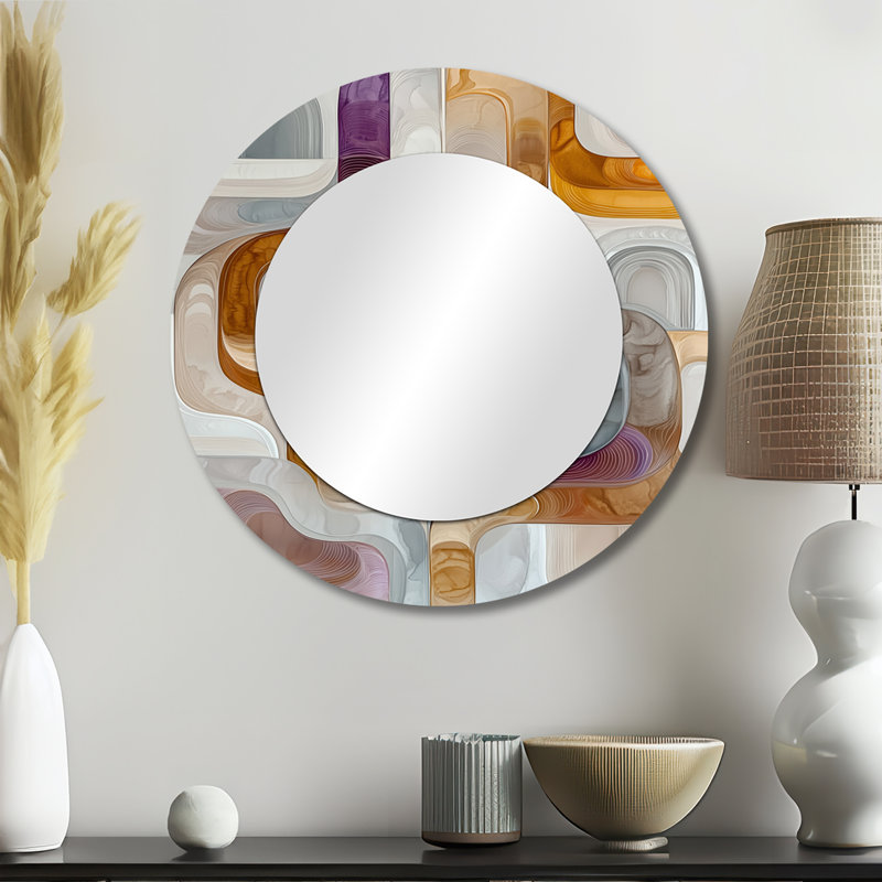 Abstrait labyrinthe prismatique de Highlands Stone I - Art mural miroir moderne - imprimé sur métal, 23 po x 23 po