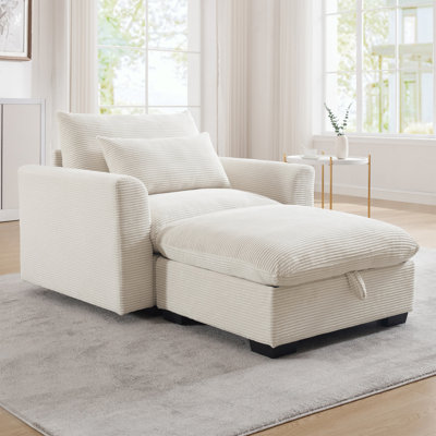 Canapé Wagenen, canapé modulaire avec repose-pieds de rangement, sièges profonds