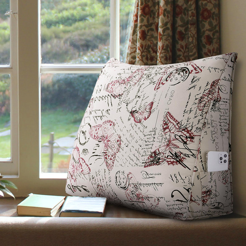 Triangular Backrest Cushion, Red Butterfly