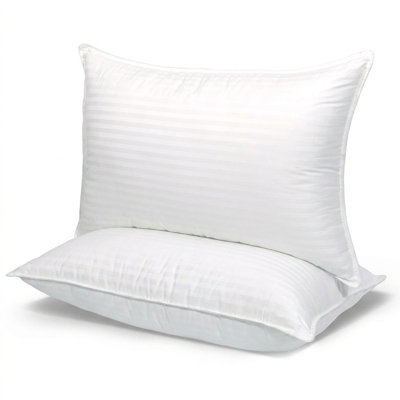 Luxury Cooling Down Alternative bed Pillows with Plush Support Satin stripe Fiber bed Pillow