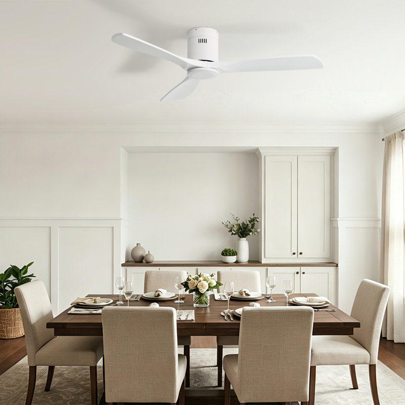 Ventilateur de plafond 3 pales Nicola, White Finish with White Blades