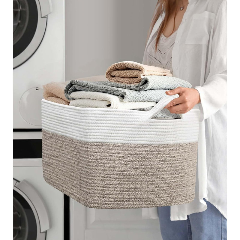 Laundry Hamper, White/Brown
