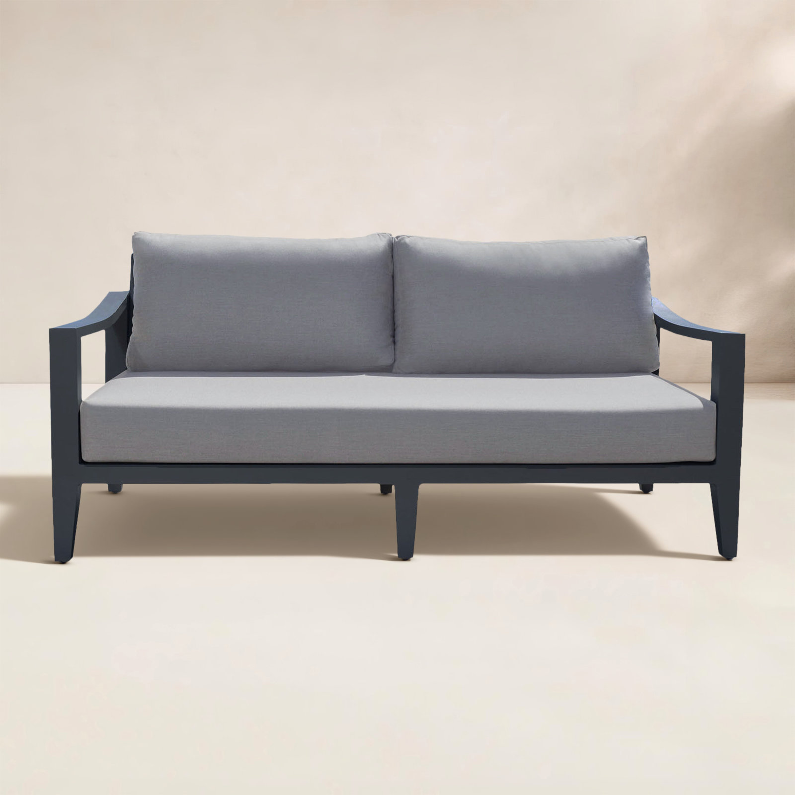 Solstice 36" Sunbrella® Patio Sofa, Black Frame/Gray Cushion
