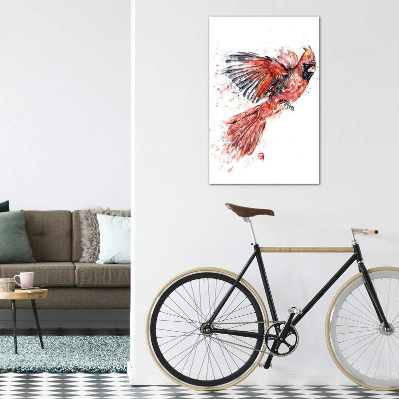 «Cardinal» par Lisa Whitehouse - impression d'art graphique, Pas de tapis, Toile tendue, H 12 po x l 8 po x P 0,75 po