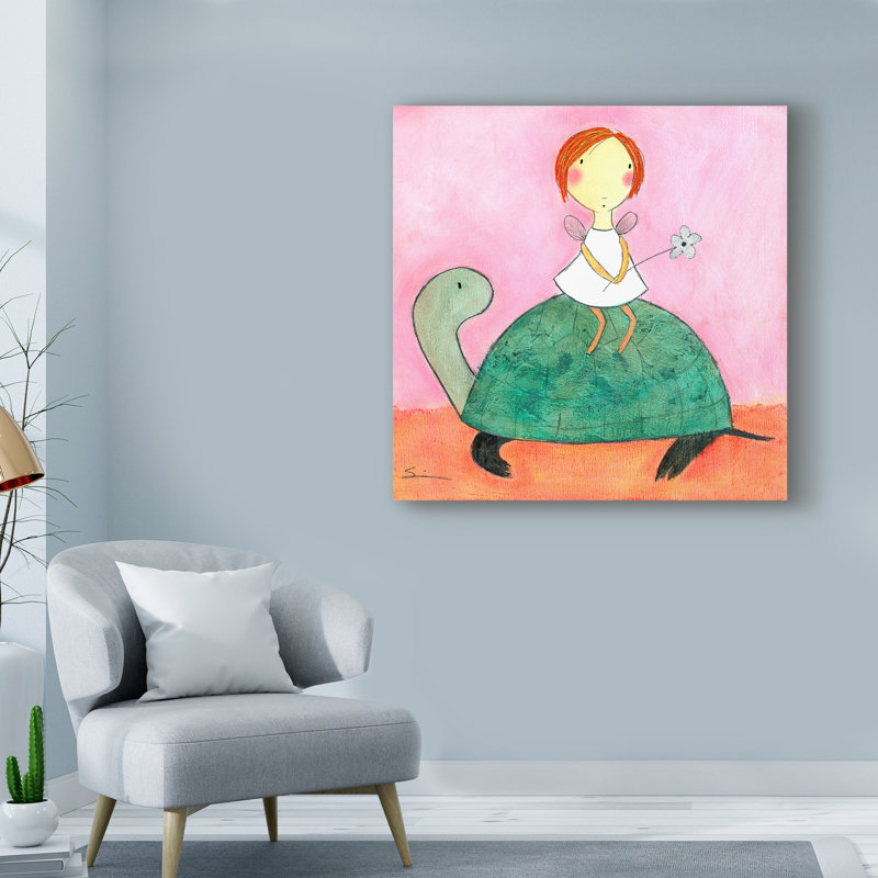 « fée on turtle », art sur toile, H 14 po x l 14 po x P 2 po