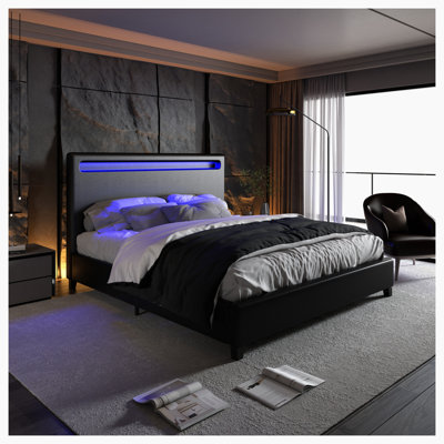 Grand lit plateforme tapissier Jacent