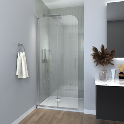 34'' - W x 72'' H Folding Door Frameless Shower Door with -  Beslend, B-SD3472CH