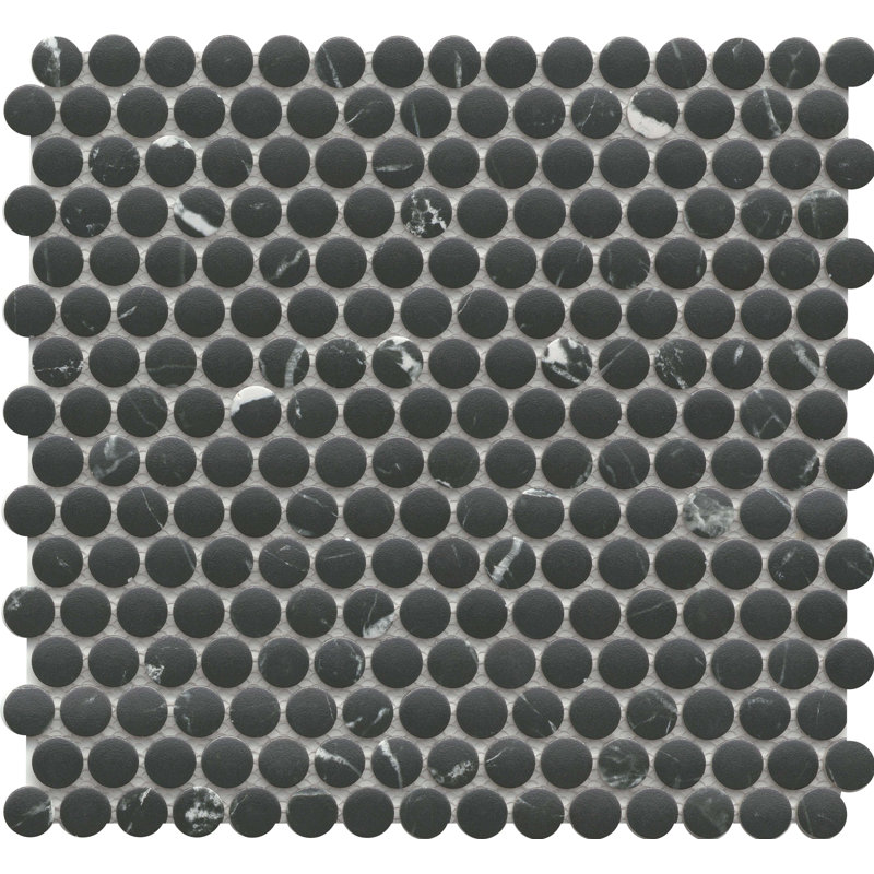 Elegan Nero 11 x 12 Porcelain Decorative Accent Tile, Nero