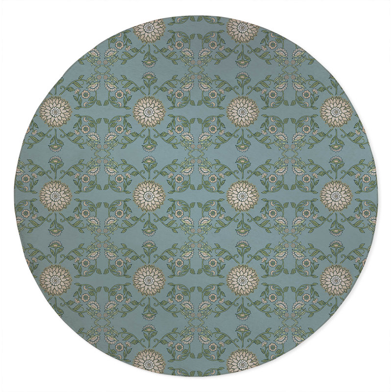 Aria Soft Step Outdoor Area Rug, Blue, Round 5'
