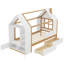 Lit plateforme simple avec tiroirs, lit maison en bois massif avec tablettes, conception enfantine, blanc et naturel-2133093421