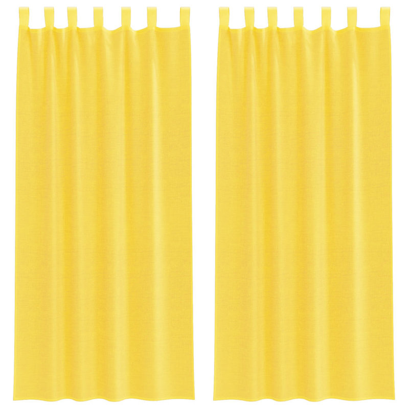 Voile Curtains With Rod Pockets 2 Pcs, Yellow, 140cm Width x 245cm Drop
