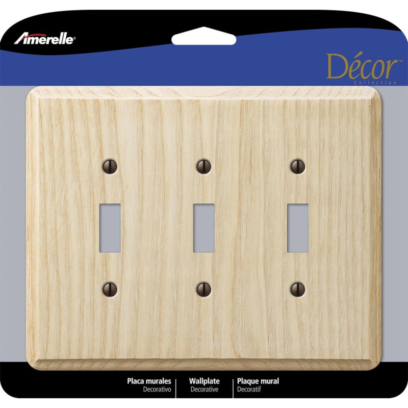 Ensemble de 1 plaque murale à bascule en bois beige brut 3 bandes Amerelle