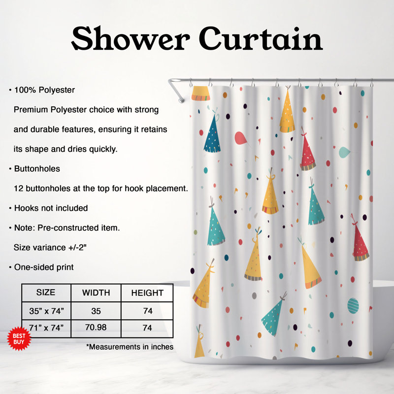 Événement festif - Rideau de douche Premium, H 74 po x l 71 po