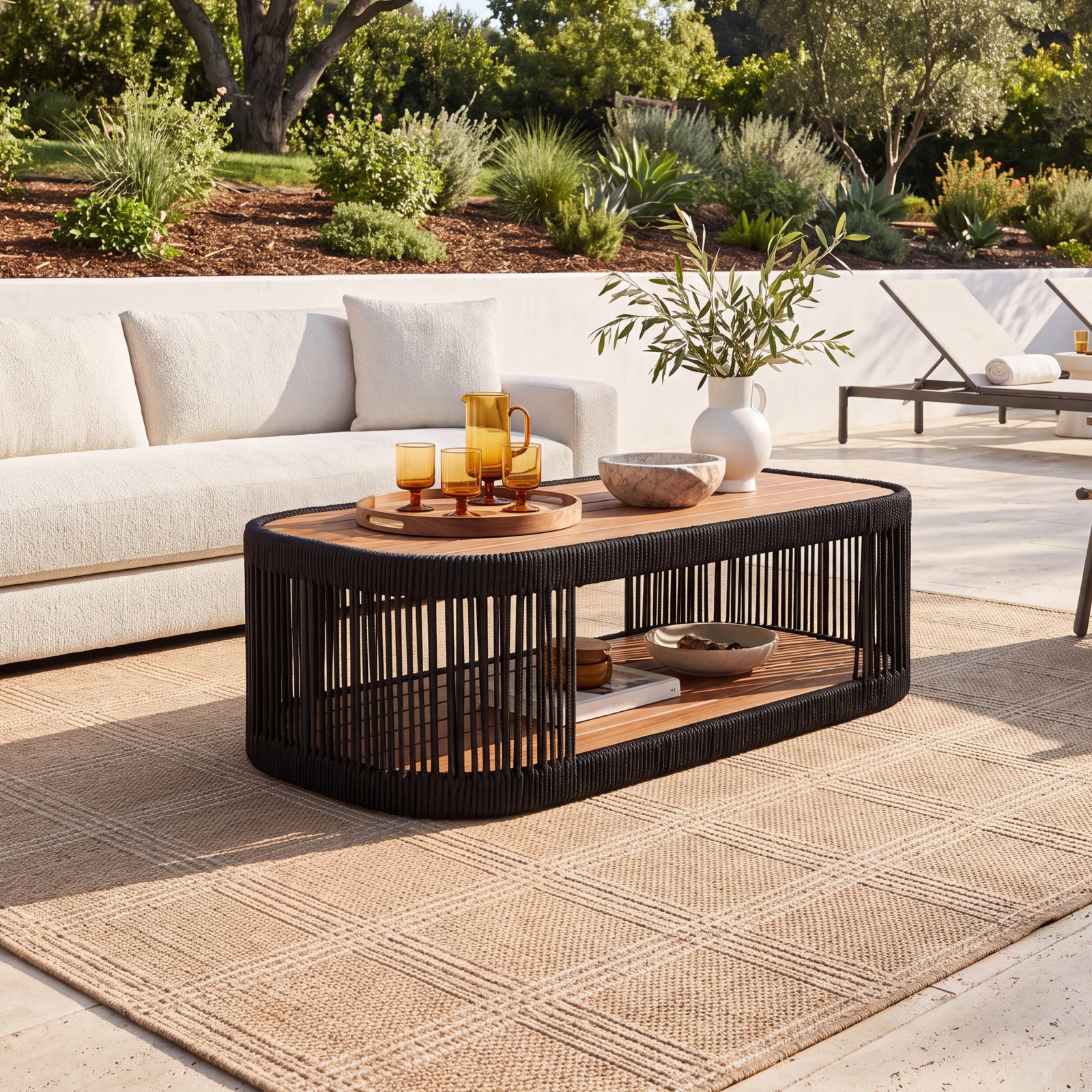 Aniston 47 " Teak Patio Table, Black