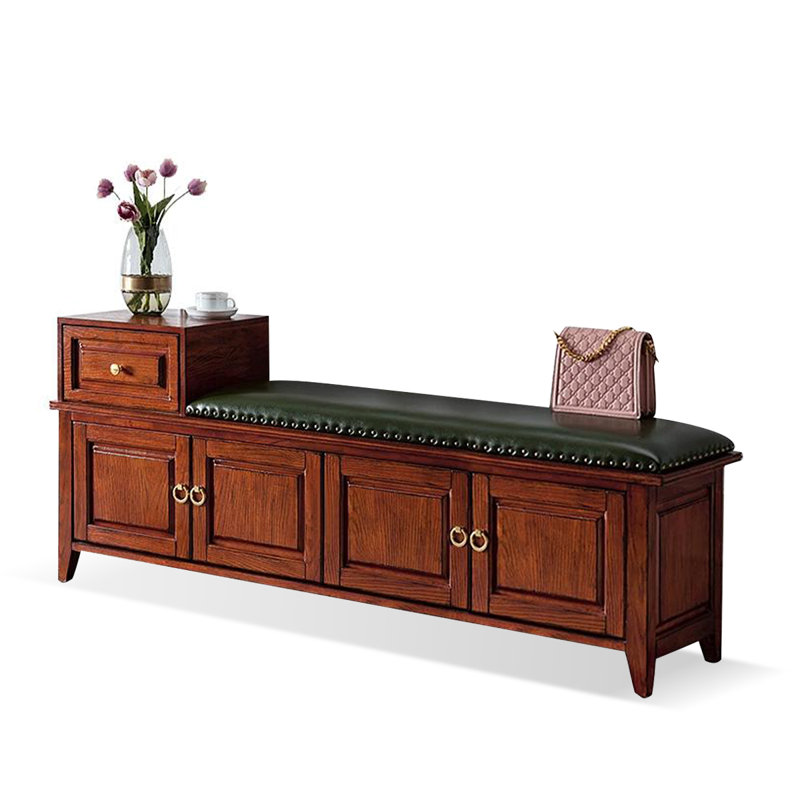 Cherry Upholstered Shoe Storage Bench
