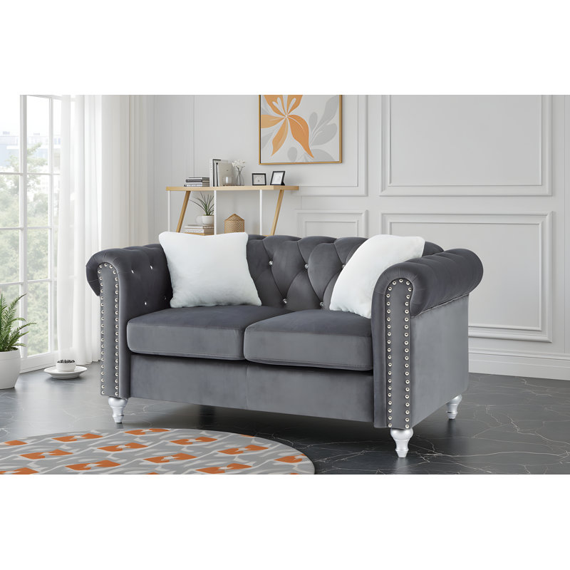 Laterrika Velvet Loveseat, Gray