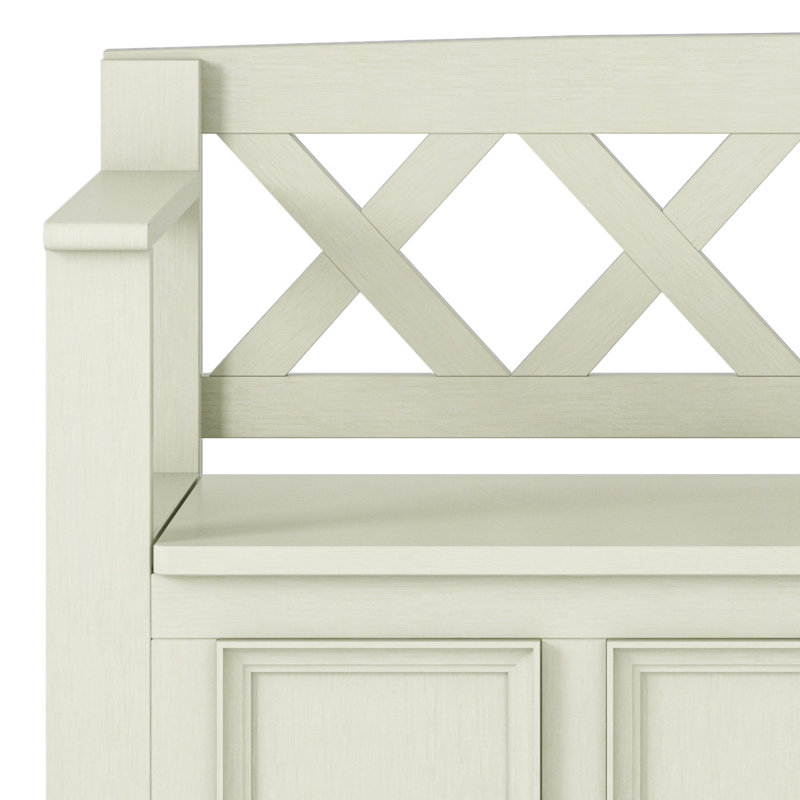 Solid Wood Entryway Storage Bench, Beige