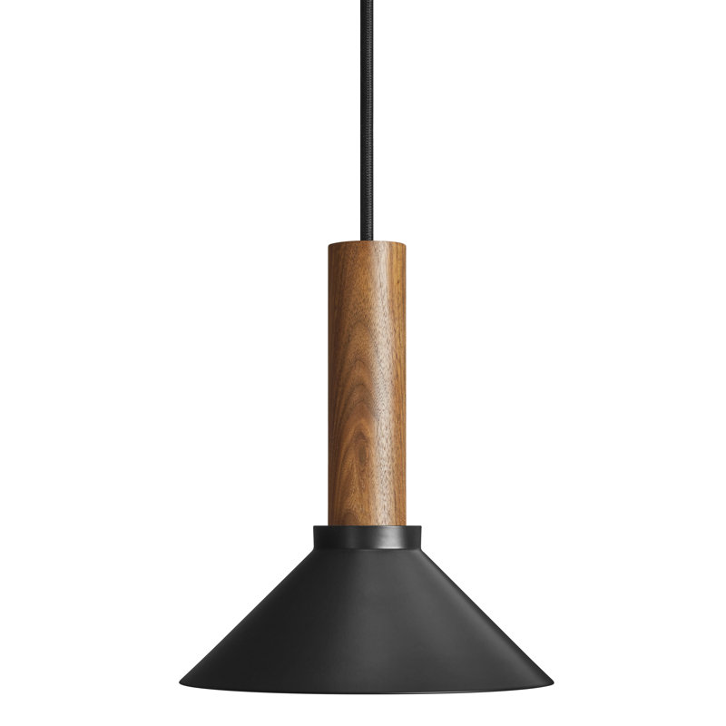 Emblem 1 - Light Pendant, Black, 9" H x 18" W x 18" D, Walnut