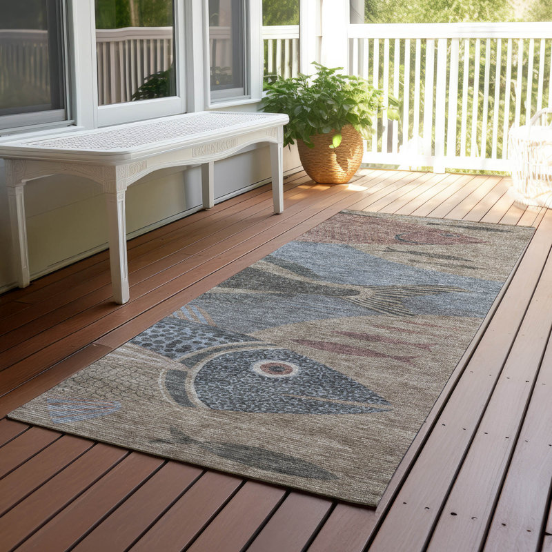 Tapis côtier intérieur / extérieur lavable à la machine ACN2447, Gris, Tapis de couloir 2 pi 3 po x 7 pi 6 po