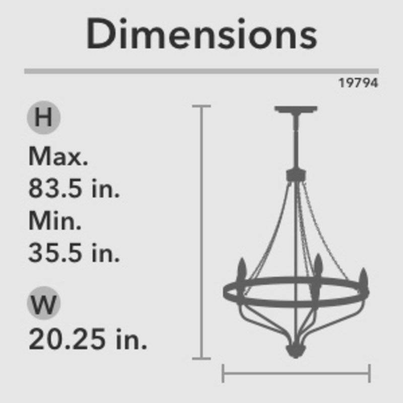 Hunter Merlin 5 Light Chandelier Ceiling Light Fixture, Noble Bronze