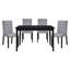 Table de salle à manger décontractée au fini noir avec placage de bois de frêne, assise en bois, pour 4 personnes, finition placage moderne, pièce, 4 utilisations