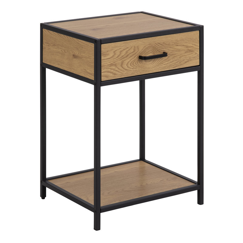 Alexzandra 42cm W Plywood / Laminate Board Bedside Table, Black/Brown