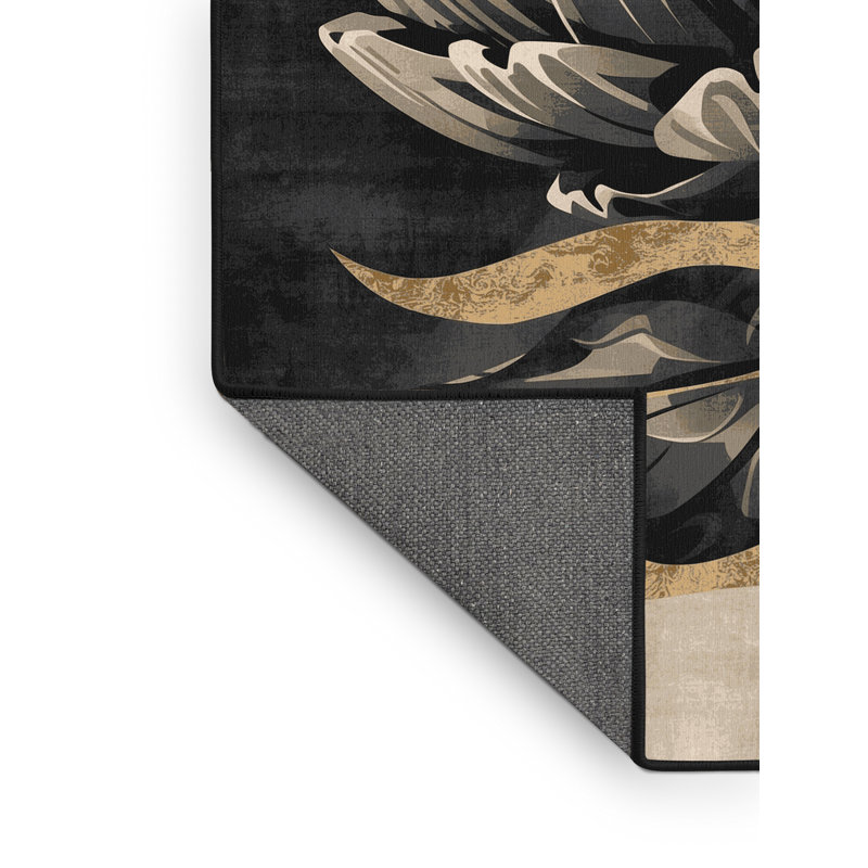 Tapis noir moelleux et moelleux en artichaut chic et luxueux - reliure noire, 2x4