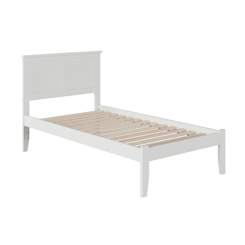 Lit plateforme en bois massif Clyda, Blanc, Simple