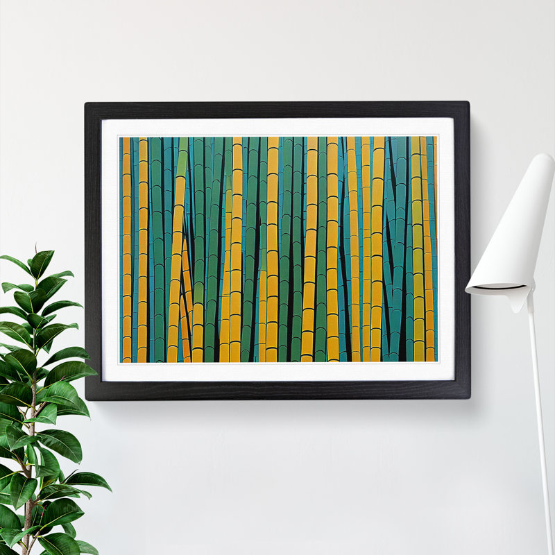 Unbeatable Abstract Bamboo Forest - Framed Print, Black Framed, 25cm H x 34cm W x 2cm D