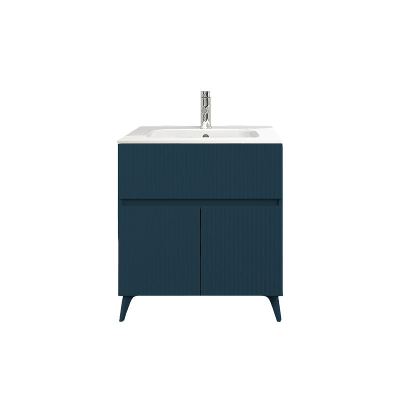 Arbon 29.53'' Single Bathroom Vanity with Ceramic Top, Navy Blue
