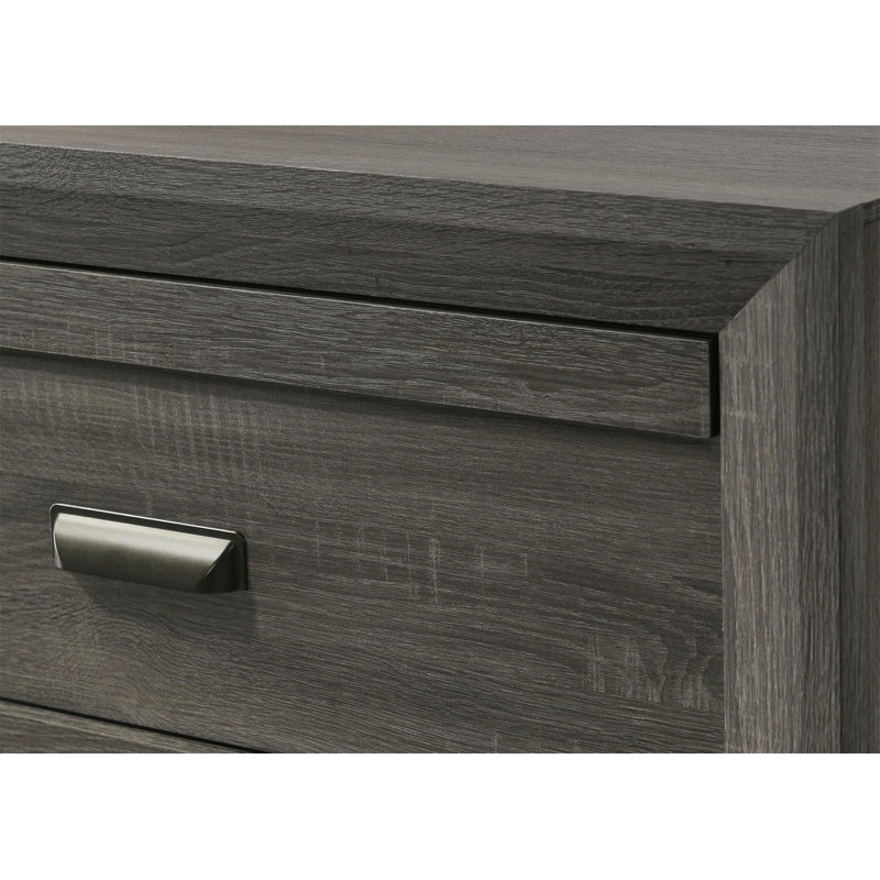 Meuble de chambre à coucher 1 tiroir rustique contemporain à cinq tiroirs de rangement à finition grise rustique