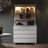 3-Tier Display Cabinet with LED Lights and Storage Drawers