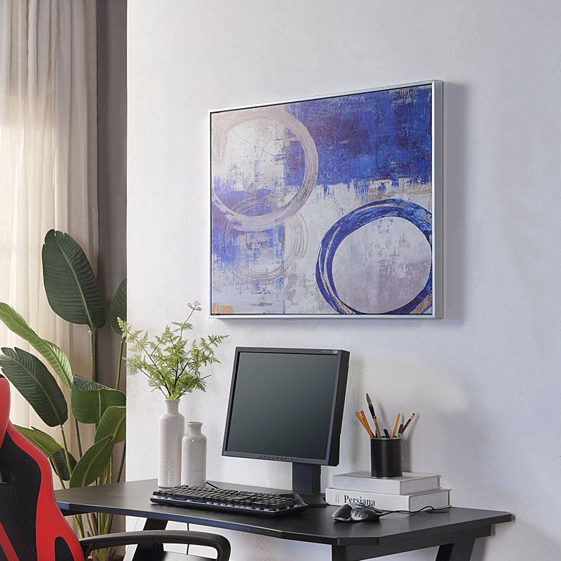 Modern Blue 24x32 Inch Versatile Abstract Digital Print Wall Art, 24" H x 24" W x 1.4" D