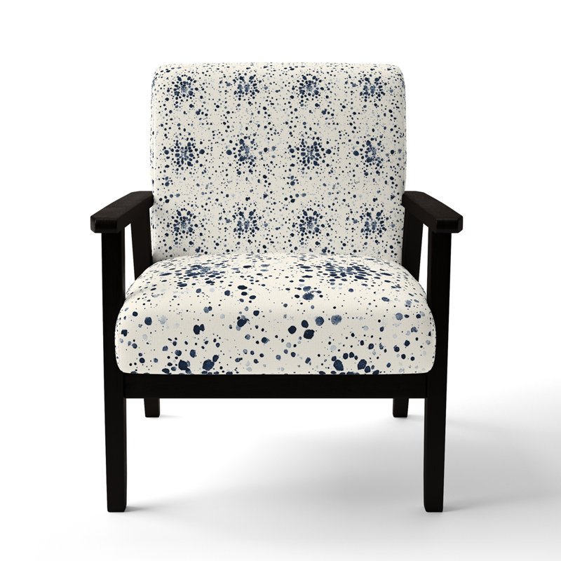 Chaise d'appoint abstraite - fauteuil bleu et crème boho mandala beige, Accoudoirs carrés noirs