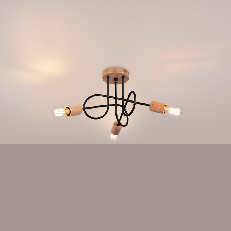 Chandelier, 26cm H x 56cm W x 14cm D, Black, 3 Lights