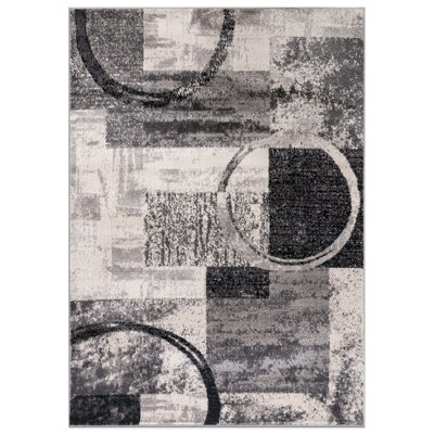 Bionda Geometric Area Rug in Cream/Black/Gray
