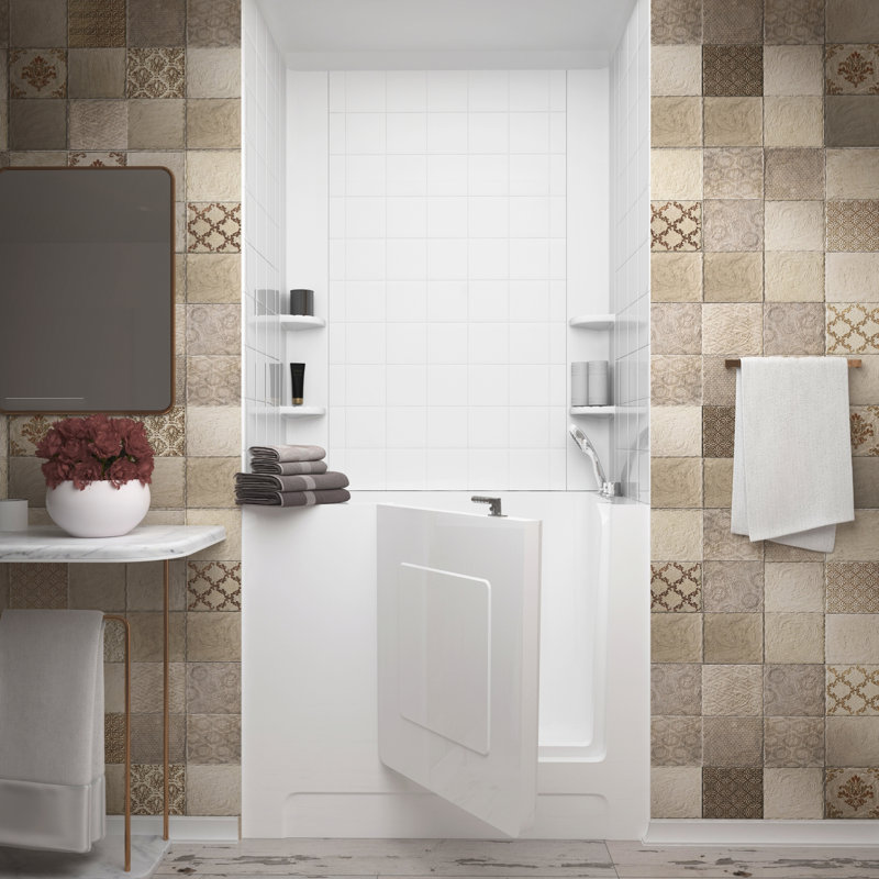 Telluride 47.25'' x 27'' Walk-in Whirlpool Acrylic Bathtub with Faucet, Right