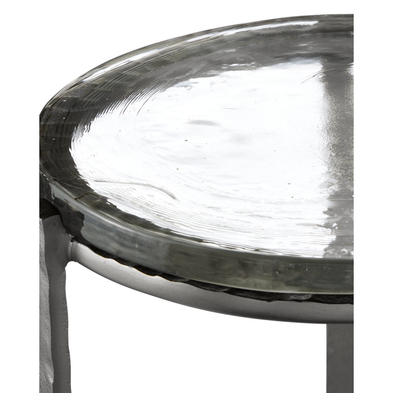 Acea Glass End Table, Graphite, 23.5" H x 12" W x 12" D