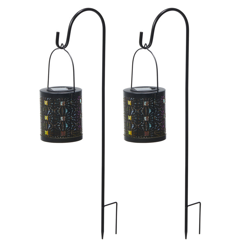 Metal Cutout Pattern Solar Powered Lantern With LED Light