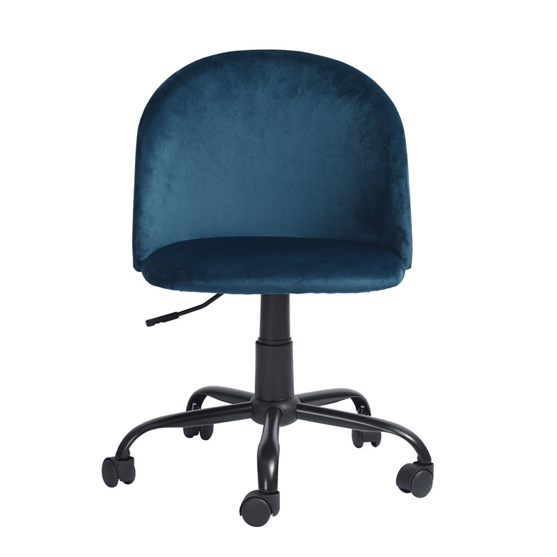 Leontion Velvet Office Chair, Dark Blue