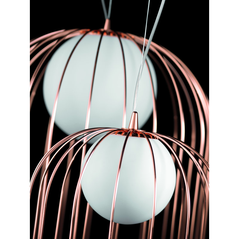 Kluvì 1 - Light Geometric Pendant, 200cm H x 54cm W x 54cm D, Copper