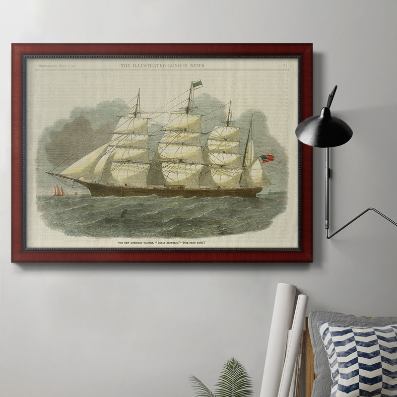 Antique Clipper Ship IV, toile encadrée de qualité supérieure - prête à être accrochée, H 16 po x l 20 po x P 2,5 po