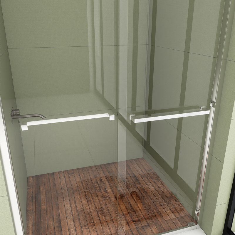 48'' - W x 76'' H Door Semi-Frameless Shower Door with, Chrome