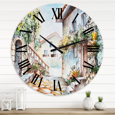 Sunny Day At The City Cozy Street - Horloge murale traditionnelle