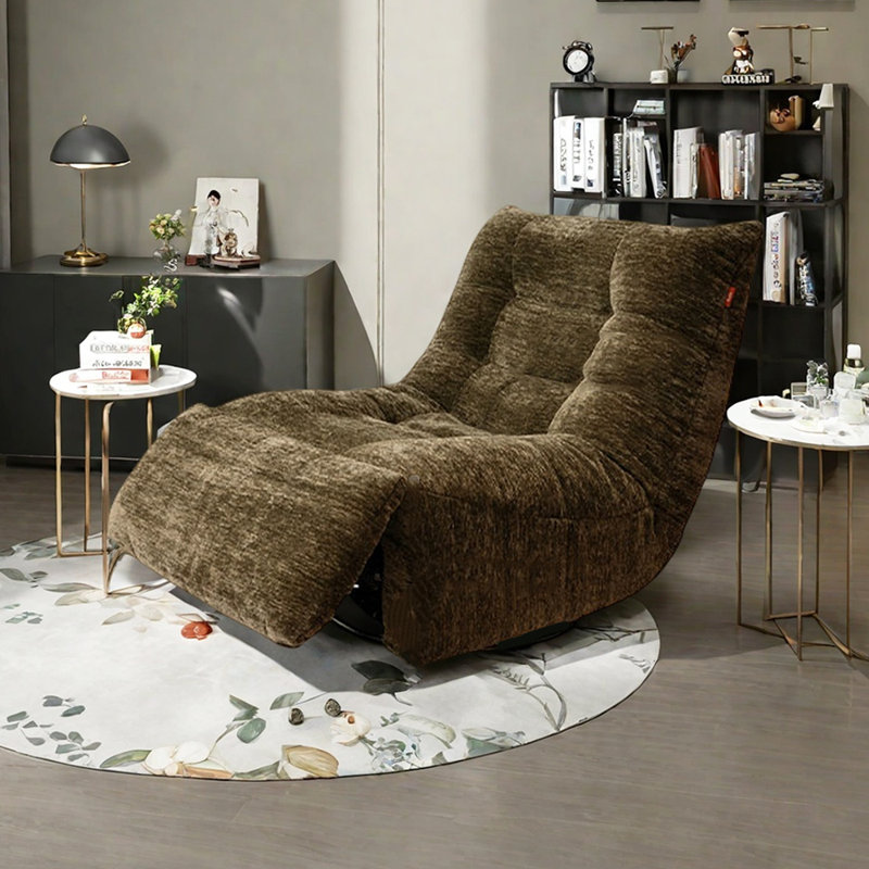 Chenille Fabric 360° Rotation Function Recliner, Taupe