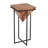 Cherine Pyramid Shape Acacia Wood Side Table With Cross Iron Base, Brown and Black-256913270