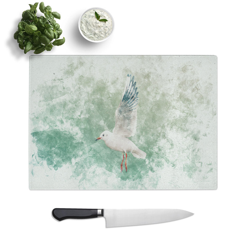 Tempered Glass Seagull Chopping Board, 28.5 cm x 39 cm