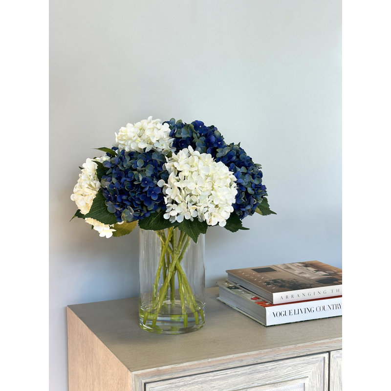 Arrangement floral d'hortensia, Bleu / blanc